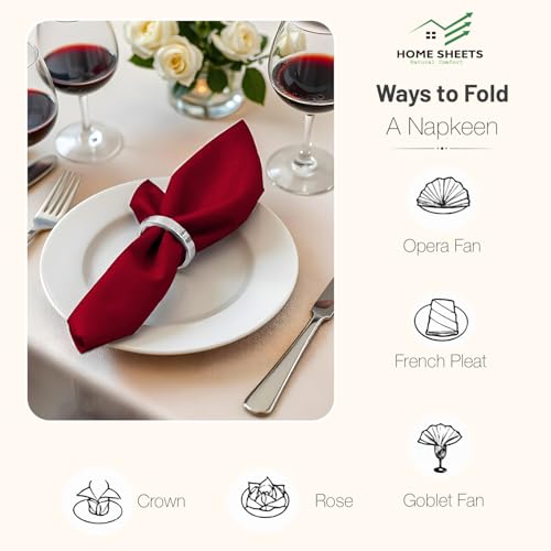 Image of 100% Cotton Dinner Napkins 12x12 Inch, Soft & Durable, Reusable Cloth Napkins for Dining, Events, and Everyday Use (Burgundy, Set of 25 (12x12))