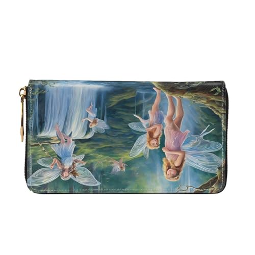 (Lake fairy) Print Women's Long Wallet Clutch with Zipper Multiple Card Slots Coin Pocket Elegant Ladies Purse2