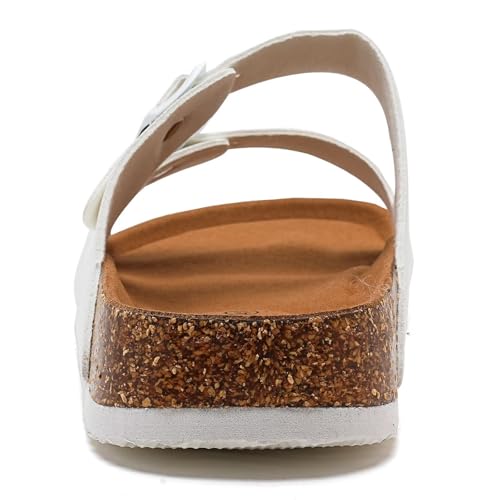 Image of Torotto Mens Slides with Cork Footbed Open Toe Adjustable Webbing Flat Sandals for Walking | Beach | Indoor