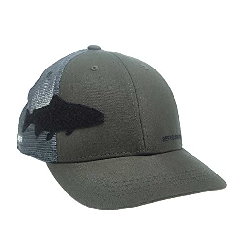 RepYourWater Mesh Back Hat Trout Fly Patch Green Gray