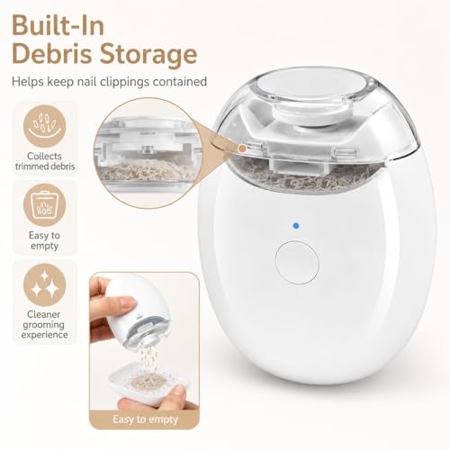 USB Electric Nail Clipper with 3 Speeds, LED Light and Debris Box - Image 6