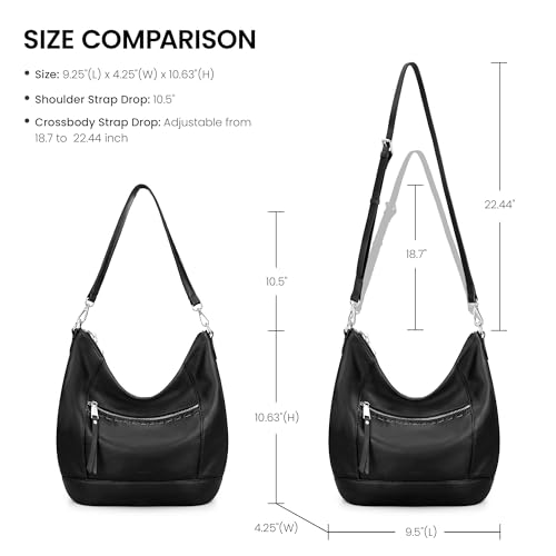 befen Genuine Leather Crossbody Hobo Purse for Women Soft Lightweight Leather Handbags with 2 Removable Straps3