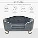PawHut Dog Sofa Bed Pet Chair Couch with Water Resistant Fabric, Kitten Lounge with Soft Cushion Washable Cover, Wooden Frame for Mini Size Dogs - Grey
