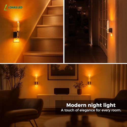 Image of L LOHAS LED Night Light, Flameless Candle Night Light Plug into Wall, 0-100 LM Dimmable Nightlight, Plug in Amber Night Light with Dusk to Dawn Sensor, for Bathroom Bedroom Hallway, 1 Pack
