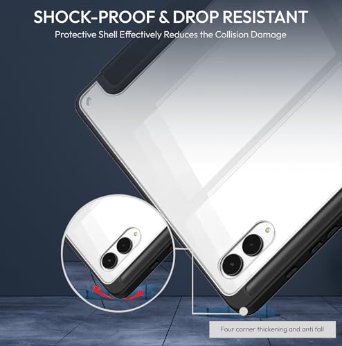 Image of Robustrion Cover Case for Samsung Galaxy Tab S11 Ultra 14.6 inch Cover with [S-Pen Holder], Hybrid Flip Cover Case for Samsung S11 Ultra Tablet 14.6 inch with Transparent Back [Auto Sleep Wake] - Black