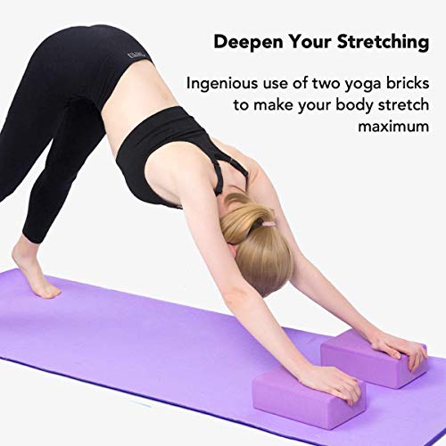 Image of serveuttam High Density EVA Yoga Support Lightweight Odour Resistant and Moisture-Proof 2 Pc Blocks and Belt ( Purple )