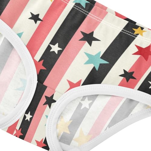 ZZKKO Colored Stars Striped Background Girls Underwear Toddler Panties for Girls Comfort Brief Size 2T-8Y3