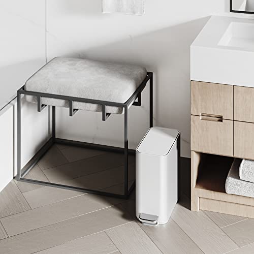 Image of simplehuman Slim Step Can, 5L / 1.3 Gallon Compact Bathroom Trash Can, Liner Pocket, Sleek Internal Hinge, 150,000-Step All-Steel Pedal, Lid Shox Silent Close, White Steel