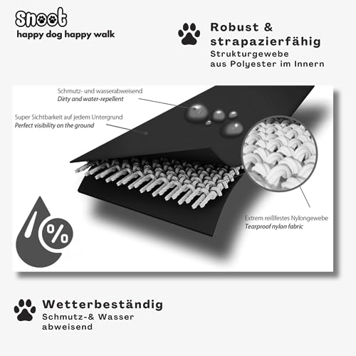 5m Schleppleine für große Hunde, wasserfeste Hundeleine Flachleine, Handschlaufe (optional), Trainingsleine, Schwarz