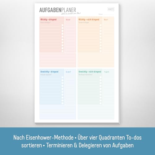 Häfft® To-do-Listen Block A5-50 Blatt, Aufgabenblock nach Eisenhower-Prinzip inkl. Notizblock auf der Rückseite - nachhaltig & klimafreundlich
