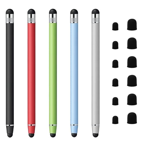 5 Pièces Stylet Tactile, 2 en 1 Universel Stylet pour Écrans Tactiles, Stylet Tablette très Sensible et de Haute Précision Compatible avec Samsung...