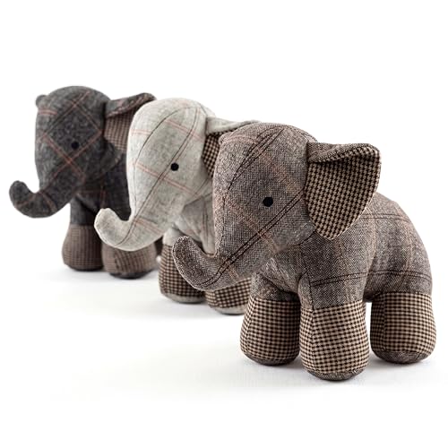 The Magic Toy Shop Weighted Door Stop Animal - Novelty Fabric Elephant Floor Stopper with Sand Filling - Decorative Door Holder for Wood Carpet Home Bedroom & Living Room Assorted Colours