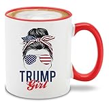 shop4ever I'm A Trump Girl American Flag Sunglasses Bandana Ceramic Coffee Mug Tea Cup 11 oz. President Donald Trump Political Conservative Gift (Red Handle)
