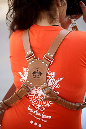 Image of Golden Arrow Leather Camera Strap Belt with Personalised Logo - The Warrior (Tan)