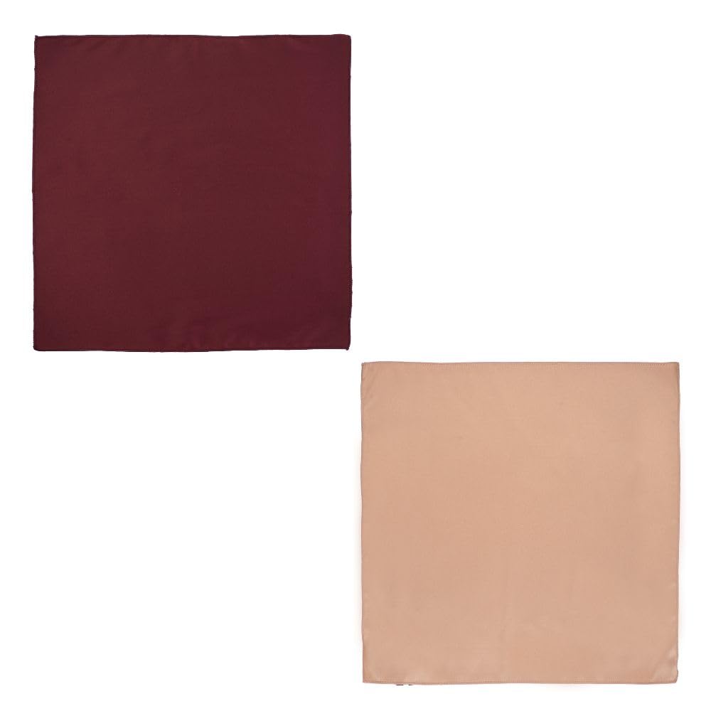 the tie hub Burgundy And Beige Solid Pocket Square Combo for Men Formal Suit Blazer Accessory – Wedding And Business Wear Set-picture-45