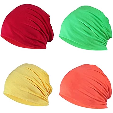 OMGREI Summer Cotton Thin Beanies Soft Stretch Hip-Hop Sleep Caps for Men Women (Orange,red) Cover
