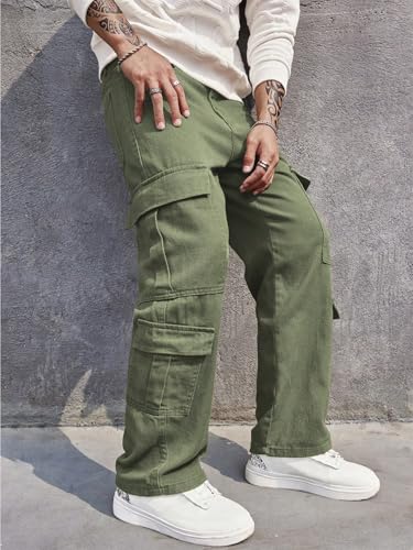 Image of URBAN POCKETS Jeans for Men | Denim Cargo Pants with Relaxed Fit & Utility Side Pockets (2-D-Pocket-U03-U05)