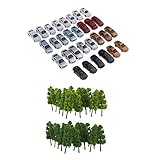 Color: Mulitcolor Harilla Z Gauge 30x Modelo de Coche Y 20 Piezas árbol Accesorio de Diseño de Edificio Escala 1: 200