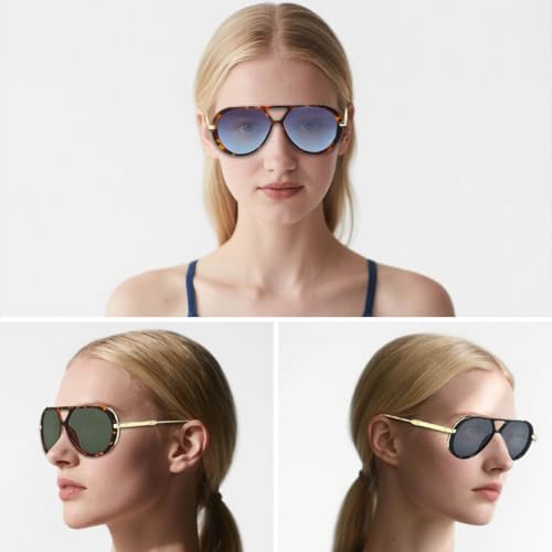 Panther Aviator Sunglasses for Women Men, Oversized Pilot Sunglasses Vintage Retro Shades3