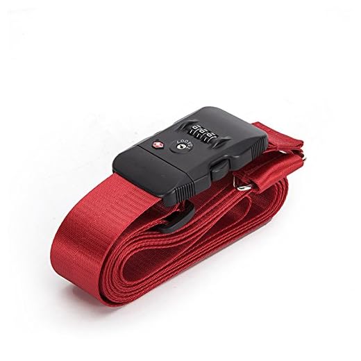 CSTOM (Rosso) Cinghia Regolabile per Valigia Bagaglio con TSA + Codice di Sicurezza a 3 Cifre