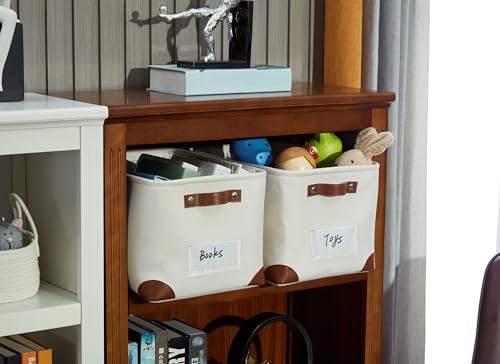 Image of DECOMOMO Foldable Storage Bin W /Label Holders | Collapsible Sturdy Cationic Fabric Storage Basket W /Handles for Organizing Shelf Nursery Home Closet (Creamy White, Large - 15 x 11 x 9.5-3 Pack)