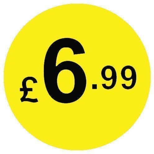 from 99p to £10 - Pack of 200 Black & Yellow 20mm Price Stickers/Sticky Labels - 40 Different Prices to Choose from (Black & Yellow £6.99)
