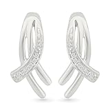 DGOLD Sterling Silver Round Diamond Twisted Fashion Earring (1/20 CTTW)