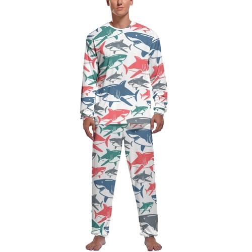 Pyjama homme requins pour des soirées cocooning confortables en haut et bas manches longues