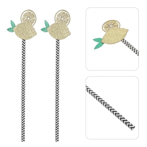 Healeved 12pcs Pitillos Desechables Decorativos de Fruta Limón miniatura 7