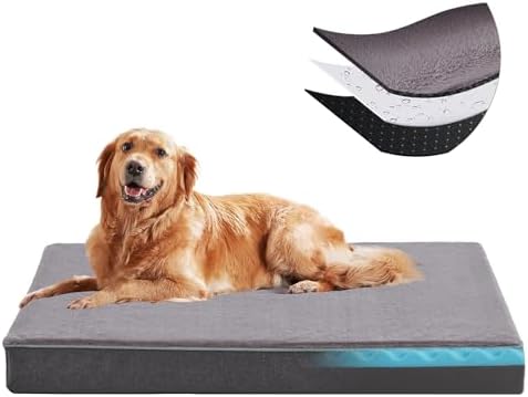 Orthopedic Memory Foam Dog Bed,Cooling Dog Beds for Large Dogs, W...