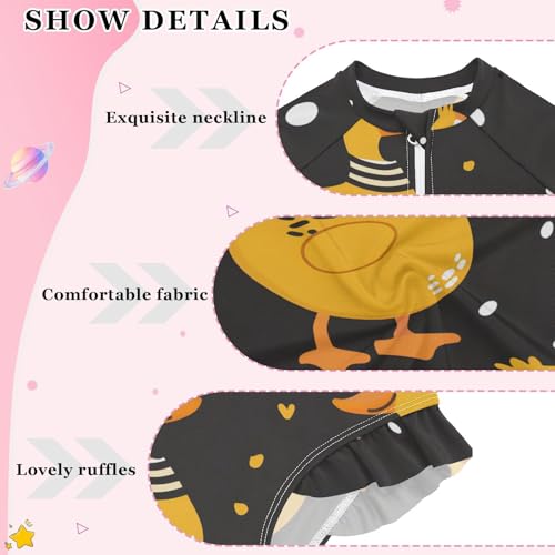 Girls One Piece Swimsuits Long Sleeve Swimsuit Zipper Bathing Suits Duck Black3