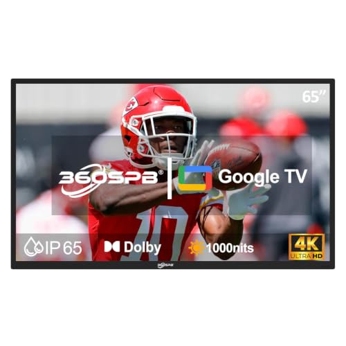 360SPB 65Inch Outdoor TV, 4K Waterproof Google TV, 1000nits Ultra-High