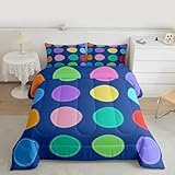 Homemissing Bunte Kreise Kinder Bettdecke 155x220cm Bildung Steppdecke Geometrisch Winter Sommer Bettdecke für Kinder Steppbett mit 1 Kissenbezug Kreise Abstrakt 4-Jahreszeiten Bettdecke