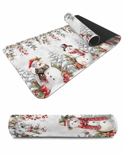 Debedcor Heat Proof Table Pads Waterproof Decorative, Merry Christmas Non-Slip Table Countertop Protector, Winter Snowman Botanical Snowfall Insulation Mat for Dining Room, 48 x 12 Inches
