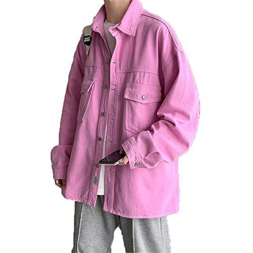 Veste en jean surdimensionnée homme lavande Harajuku XL Youllyuu