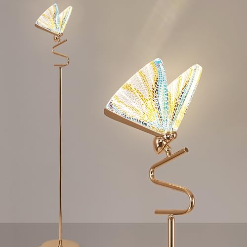 Image of O'NEELDY Floor Lamps for Living Room LED Gold Floor Lamp 65" Tall Modern Floor Lamp with Butterfly Decoration Design,Suitable for Reading,Bedrooms,Offices and Corners