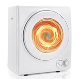 Bonnlo Portable Clothes Dryer, Front Load Electric Dryers Machine, Compact Laundry Dryers with Stainless Steel Tub, for Home, Apartment, Dorm, White (Classic Knob Control)