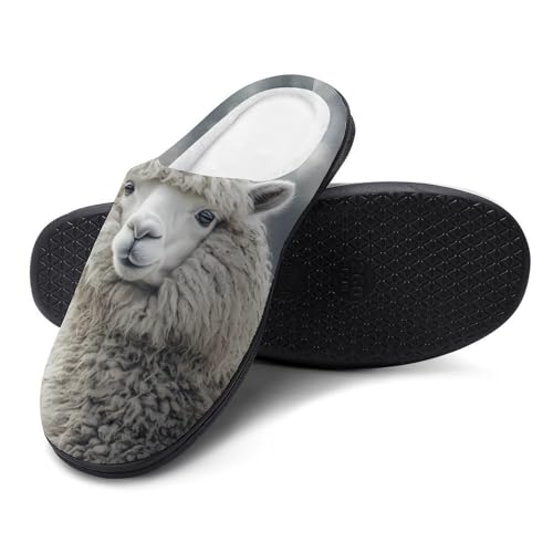 Alpaca Sheep Women's Cotton Slippers Indoor Outdoor Slip-on Warm House Shoes with Anti-Skid Rubber Sole4