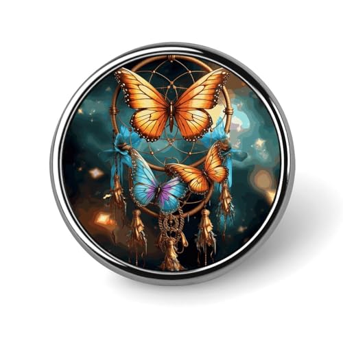 Round Pin,Dream Catcher Butterfly Printed Cute Cartoon Brooch,Lapel Pin for Clothes Backpack Hat Decoration