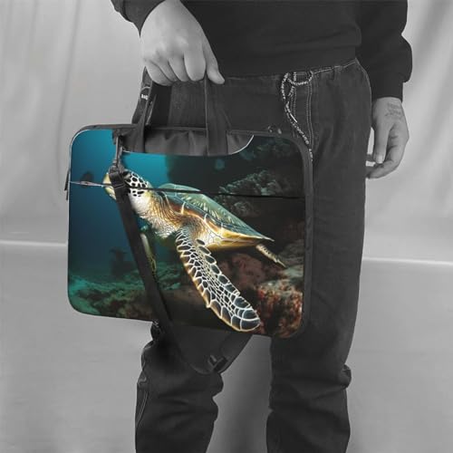 Maletín para portátil con diseño tortuga de mar negro miniatura 2