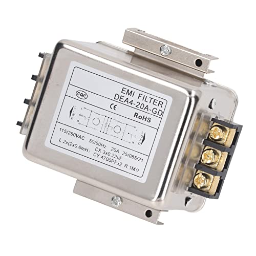Uadme Netzfilter, DEA4-20A-GD EMI Filter Leistungsfilter, 115V 250V 20A 50/60Hz Einphasenfilter, Klemmenblock Verbindung