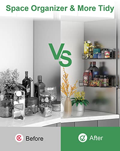 Litinee Magnetic Spice Rack, 2 Pack Magnetic Shelf With 4 Adhesive Hooks, Magnetic & Adhesive Spice Rack Organizer For Cabinet, Flexible Kitchen Organization Space Saver For Spices, Jars, Seasoning #TOP4