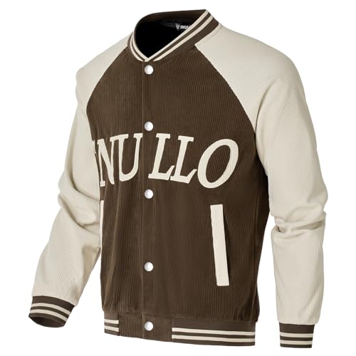 Image of Men's Varsity Jacket Casual Baseball Bomber Jackets Buckle Style Relax Fit