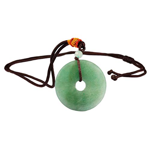 SUNYIK Natural Gemstone Lucky Coin Stone Pendant Necklace for Women Men, Healing Crystal Dount Amulet Necklace for Unisex Adjustable2