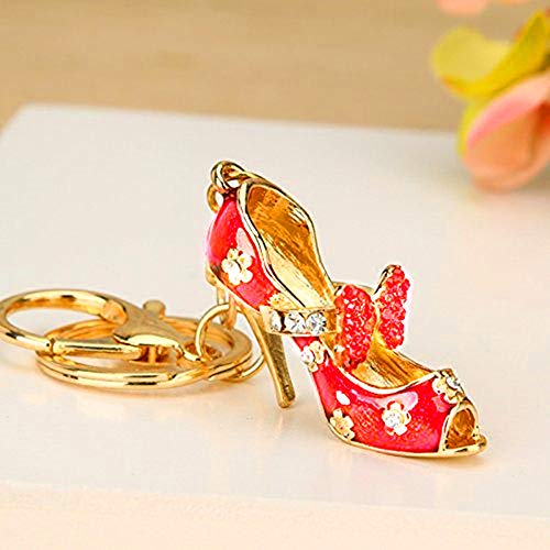 Reizteko Women's Gold Plated Crystal Rhinestone Butterfly Knot High Heels High Heel Shoe Keychain Pe - //coolthings.us