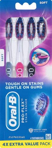 Image of Oral-B 3D White Deep Stain Remover toothbrushes,Toothbrush Soft,Removes 90% of Surface Stains,whitens Teeth,deep Reach,removes Plaque and Stains Tooth Brush,4 Count (Pack of 2)