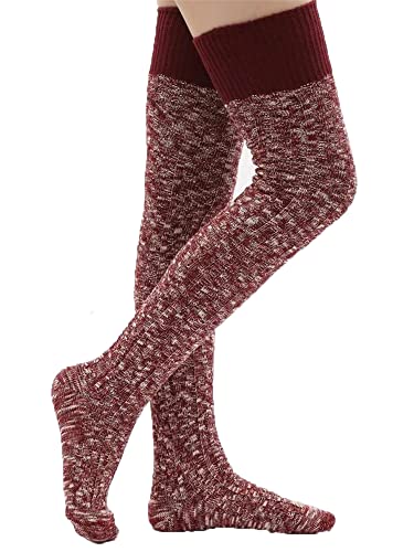 Image of Women's Thigh High Knitted Winter Boot Socks Vintage Extra Long Leg Warmer Over Knee High Stockings