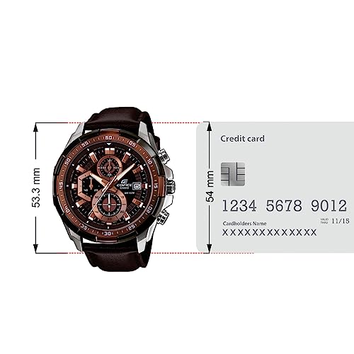 Image of Casio EDifice EFR-539L-5AVUDF Brown Analog Dial Brown Leather Band Men's Watch Chronograph 100M Water Resistant EX194