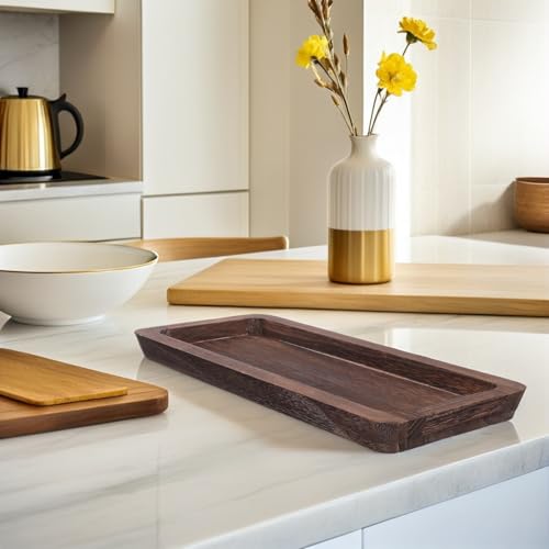 Bandeja rústica de madera para decorar encimeras de cocina y servir café 8