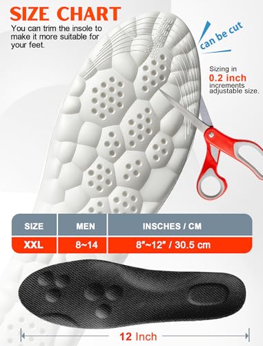 Image of 4D Cloud Insoles for Men and Women,Memory Foam Cloud Shock Absorption Steppers Insole Shoe Sole Inserts Foot Pain Relief Arch Support Work Boot Insole (Black, Men 8~14)
